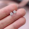 Pendientes de plata de ley 925 con aguja redonda y cuatro garras de circonita para hombre y mujer, sencillos, comodín, para dormir sin quitar, venta al por mayor