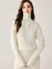Suéter de punto jacquard 100% cachemir con cuello y media cremallera, estilo otoño/invierno, engrosado para abrigar, corte holgado, capa base versátil