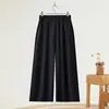 Pantalones Casuales Anchos Simples para Mujer, Nuevo Estilo para Figuras Petite, Pantalones Cropped de Cintura Alta con Efecto de Caída, Pantalones Rectos Finos de Verano para Mujer