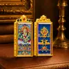 Pendente 3D Cultural Criativo Xizang Cervo Duplo 4x2 Amarelo da Riqueza Pintado à Mão Tradicional e Buda da Medicina Tara Verde