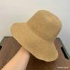 Sombrero de Paja Tejido Fino Simple Estilo Japonés Sombrero de Ala Ancha para Mujer Sombrero para el Sol Retro Sombrero Plegable de Pescador para Viajar Sombrero de Playa
