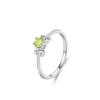 Anillo elegante con un solo diamante clásico de estilo Ins para mujer, en plata de ley S925, color verde manzana fresco y pequeño.