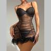 Europa y Estados Unidos verano nuevo sexy lencería club nocturno perspectiva plisada falda con tirantes tanga encaje tentación 2611