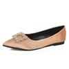 853 Huidong Yixinda Momento Latido del Corazón_Hebilla Cuadrada Diamante Flor Zapatos Planos de Punta Seda Zapatos de Boda para Mujer Zapatos para Ir al Trabajo