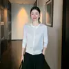 Cárdigan de Cachemir Tejido con Cuello Redondo para Mujer, Top Corto Holgado de Color Puro como Capa Base y Chaqueta Cardigan a Capas