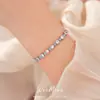Pulsera de cierre redondo de circonita súper brillante estilo europeo y americano, diseño único, moderna y versátil para uso diario, accesorio para mujer