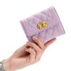 Billetera Plegable Corta de Piel de Oveja para Mujer, Sentido de Alta Gama, Piel Genuina Nueva, Diamante Pequeño Estilo Chanel, Billetera para Monedas Pequeña y Ultradelgada, Portatarjetas