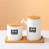 Pote de Cerâmica para Condimentos Tubo para Palitos Conjunto de Potes para Condimentos Restaurante de Catering Loja de Macarrão Pote de Pimenta Panela de Vinagre Garrafa Comercial de Molho de Soja