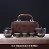 Set de Té para Viaje en Coche Taza de Cerámica de Preparación Rápida Portátil para Exteriores Una Tetera Cuatro Tazas Caja de Regalo Corporativo Simple y Conveniente