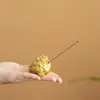 Soporte de incienso Hoja de loto Sapo Dorado Pixiu Quemador de incienso de resina Mascota de té Lindo Soporte de incienso de resina Base Bandeja Hogar Dormitorio Fragancia duradera Incienso