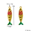 Carpa Acero Inoxidable Colgante de Joyería DIY Chapado en Oro de 18K Conservación del Color Moda Esmalte Gota de Aceite Pez Tridimensional Colgante