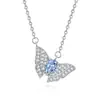 Colar Pingente Borboleta Brilhante de Cristal Natural Cor Europeia e Americana S925 Prata Esterlina Corrente de Clavícula Versátil Feminina Exclusivo Transfronteiriço