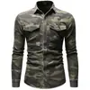 Camisa para Hombre de Comercio Exterior Camuflaje Europeo y Americano Bolsillo Doble Manga Larga Ropa de Mezclilla Talla Europea de Hombre Camisa tipo Frock para Montañismo al Aire Libre
