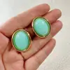 Pendientes Ovalados Retro Europeos y Americanos, Pendientes Geométricos Acrílicos Modernos y Sencillos, Joyería para Orejas de Piedras Preciosas CCB de Alta Gama