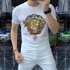 2023 Nova Camiseta Masculina de manga curta Moda Estampada Camisa Gola Tartaruga Masculina Slim-fit Verão Top All-match Trendy