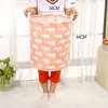 Grande cesto de armazenamento redondo para uso doméstico para roupas, feito de tecido de algodão e linho, à prova d'água, um ótimo item de organização para a casa, cesta de armazenamento dobrável para brinquedos