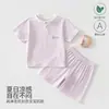 Conjunto de Verano Delgado de Modal con Sensación Fresca para Bebé Ropa Transpirable para Exteriores de Manga Corta y Shorts para Niños Infantes y Niños Pequeños Clase A