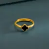 Anillo de Concha de Trébol de Cuatro Hojas Anillo Delgado de Cola de Trébol Apertura Ajustable para Novia Regalo del Día de San Valentín