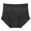 Pantaletas de seda de hielo sin costuras de cintura alta para mujer talla grande con encaje calado y patchwork, entrepierna de algodón puro, control de abdomen y realce de glúteos para mujer