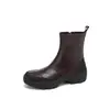 Textura de pele de ovelha design retrô salto grosso outono novo feminino design simples versátil emagrecedor zíper lateral botas da moda