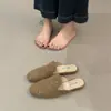 Sandalias Retro de Ante con Pedrería y Punta Cerrada para Mujer, Mocasines Perezosos sin Cierre, Medias Zapatillas Planas para Primavera/Verano 2026