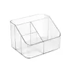 Porta-Canetas Cosmético de Mesa, Caixa de Armazenamento de Luxo Leve, Balde de Armazenamento para Papelaria, Compartimentos Trapezoidais Transparentes em Estilo Nórdico