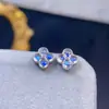 Brincos de Pedra da Lua Naturais Boutique Vidro Azul Luar Prata 925 Seiko Incrustação 3*3mm Direto da Fábrica Atacado