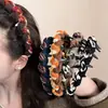 Tiara Dentada de Coroa Alta para Mulheres 2025 Nova Simples de Tecido Versátil Grampo Antiderrapante Tiara para Uso Diário Pacote de Cabelo