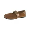 Zapatos Planos Mary Jane de Gamuza para Mujer 2026 Primavera/Verano Nuevo Estilo Planos Suela Suave Zapatos de Abuela Boca Baja Bloques de Color Mocasines Estilo Birkenstock