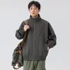Chaqueta Estilo Americano con Silueta de Avión para Hombre, Abrigo Corto de Corte Limpio con Cuello Alto Fresco para Primavera y Otoño