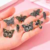 Aleación de Mariposa Negra, Dorada y Plateada Esmalte Joyería Accesorios DIY Collar Pulsera Colgante Hecho a Mano Materiales