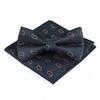 Set de Pajarita y Pañuelo de Bolsillo de Nuevo Estilo Moderno Boda Novio Padrino Moderno Traje de Hombre Cuadrado Cuadrado Boda Rayado Vintage