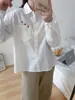 Colección Otoño 2026 Estilo Japonés Rayas Bolsillo Bordado de Corazón Cardigan Holgado Camisa de Manga Larga para Mujer