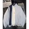 Jaqueta bomber color block estilo americano para homens, primavera e outono, casaco fino de corte reto de alta qualidade, top esportivo com gola alta para casais