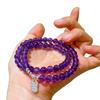 Pulseira de Prata 925 6mm Amethysta Natural Real Roxa do Uruguai com Múltiplos Círculos