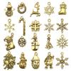 Mezcla 20 Oro Antiguo Navidad Muñeco de Nieve Árbol de Navidad Cascabeles Ciervo Copo de Nieve Pendientes Pulsera Accesorios de Joyería Colgantes