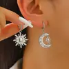 Collar Colgante de Diamante Estrella y Luna de Lujo Moda Transfronteriza Cadena para Clavícula de Mujer con Estrella y Luna Ropa de Mujer para Vacaciones
