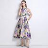 Aliexpress Moda Europea y Americana Elegante Verano y Otoño 2025 Vestido sin Mangas con Cintura Estampada Falda Línea A