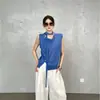¡Acetato + Lino + Tencel! Estilo de Lujo Ligero y Relajado~ Camiseta de Punto sin Mangas con Cuello de Drapeado y Chaleco Fino con Lazos para Mujer en Verano
