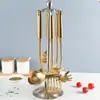 [Personalizado] Espátula para cocinar chapada en oro transfronteriza para el hogar, espátula de acero inoxidable 304 para cocina, cucharón para sopa