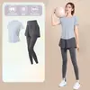 Conjunto de Ropa para Pilates Yoga Camiseta de Manga Corta de Gama Alta Secado Rápido para Mujer Primavera Adelgazante Moldeador Corporal Top Deportivo Ropa de Fitness