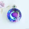Palacio Ai Yu Estilo Huevo de Paloma de Vidrio Azul y Morado Colgante Redondo Collar Transmisión en Vivo de Comercio Electrónico Venta al por Mayor S5101106