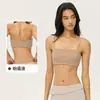 Top de tirantes finos para yoga para mujer con almohadillas en el pecho, sujetador deportivo sexy sin espalda, top de fitness de color liso