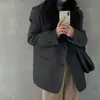 Colección de otoño/invierno 2026 INS coreano: Blazer de lana grueso, estilo coreano, inspirado en el francés, estilo Hepburn, corte holgado