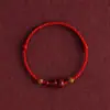 Pulseira de Fio Vermelho com Cabacinho da Dupla Felicidade para Homens e Mulheres, Contas de Madeira de Pessegueiro da Sorte, Pulseira Trançada de Segurança do Ano do Zodíaco