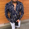 Camisa de hombre transfronteriza de otoño e invierno, nueva camisa de manga larga con estampado digital de talla grande de comercio exterior, tipo cárdigan con solapa y flores
