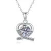 Collar de Plata de Ley S925 en Forma de Corazón para Niñas Dulce Moda Ins Estilo Pequeño Fragancia Cadena para Clavícula de 1 Quilate Moissanita Venta al por Mayor