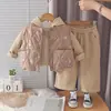 Conjunto de outono e inverno para meninas com forro de fleece e espessado, conjunto de três peças de colete quente de inverno para bebês, roupas para bebês e crianças, dropshipping disponível