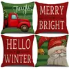 Capas de almofada de Natal outono e inverno transfronteiriças, capas de almofada de sofá, almofadas decorativas de linho estampadas, atmosfera de Natal no atacado