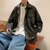 Chaqueta de cuero para motocicleta estilo americano para primavera y otoño para hombre, versión coreana de cuero PU moderno, elegante estilo de Hong Kong, corte holgado, chaqueta versátil y guapa